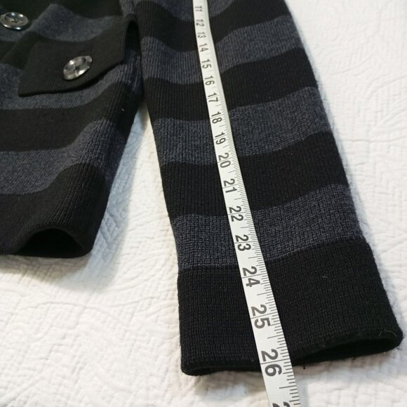 Banana Republic Jacket XL Extra Fine Merino Striped Black & Gray Double-Breasted - Picture 8 of 10